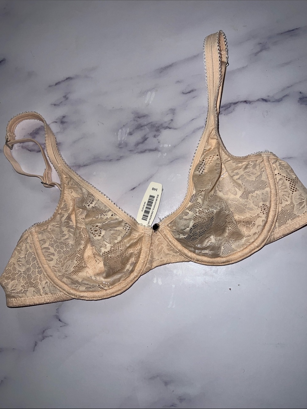 Adore Me Sheer Lace Underwire Bra in Beige 34 B